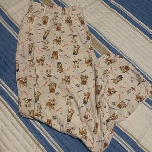 Cuddl Duds White and Blue “Puppy Love” Pajama Bottoms Cozy Cotton - size XXL